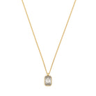 White Baguette Necklace In Gold