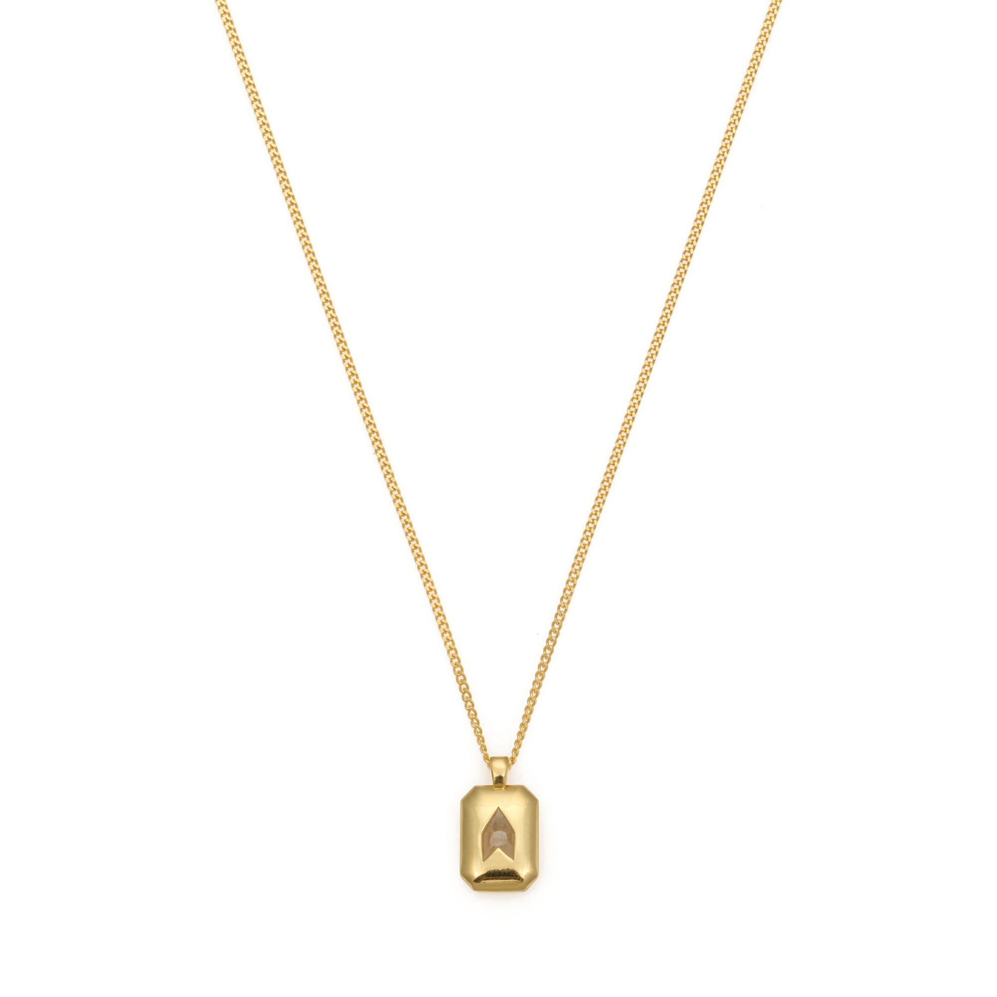 White Baguette Necklace In Gold