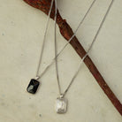 White Baguette Necklace In Silver
