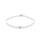 White Octagon Macrame Bracelet In Silver