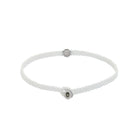 White Octagon Macrame Bracelet In Silver