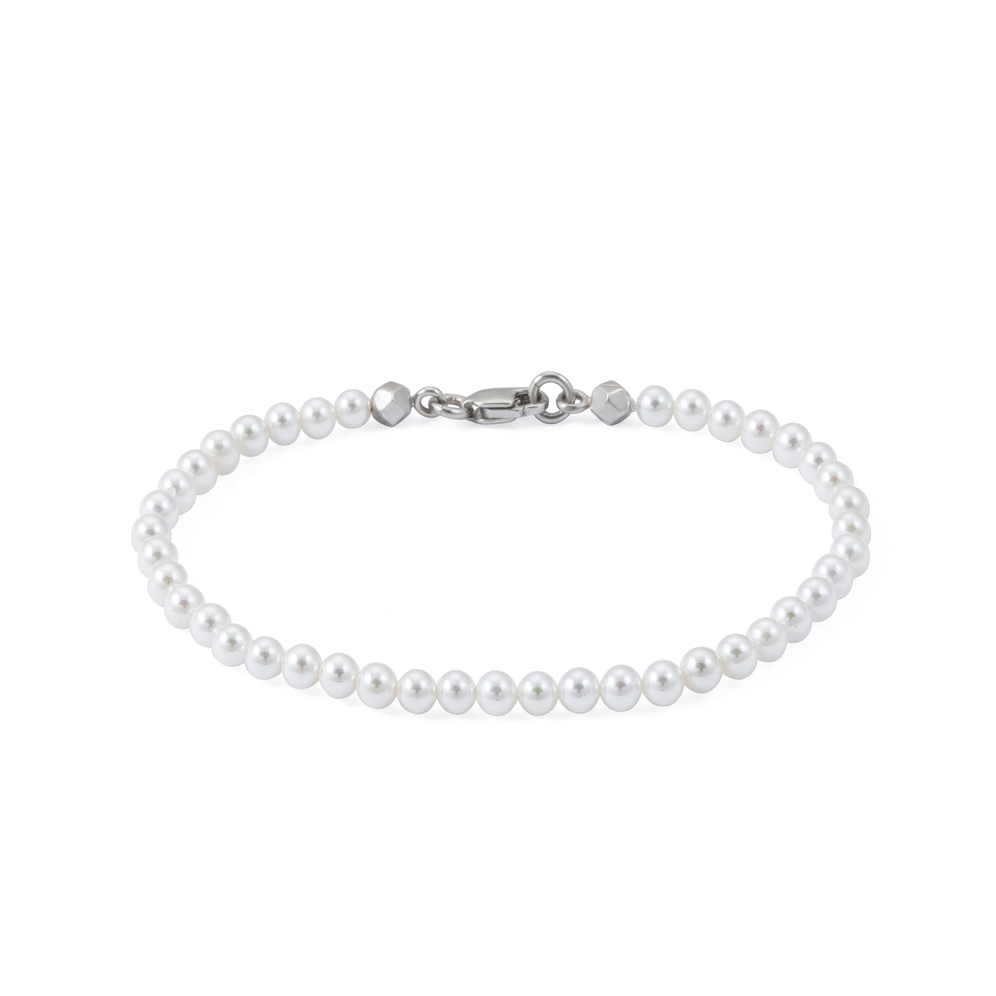White Pearl Bracelet In Silver