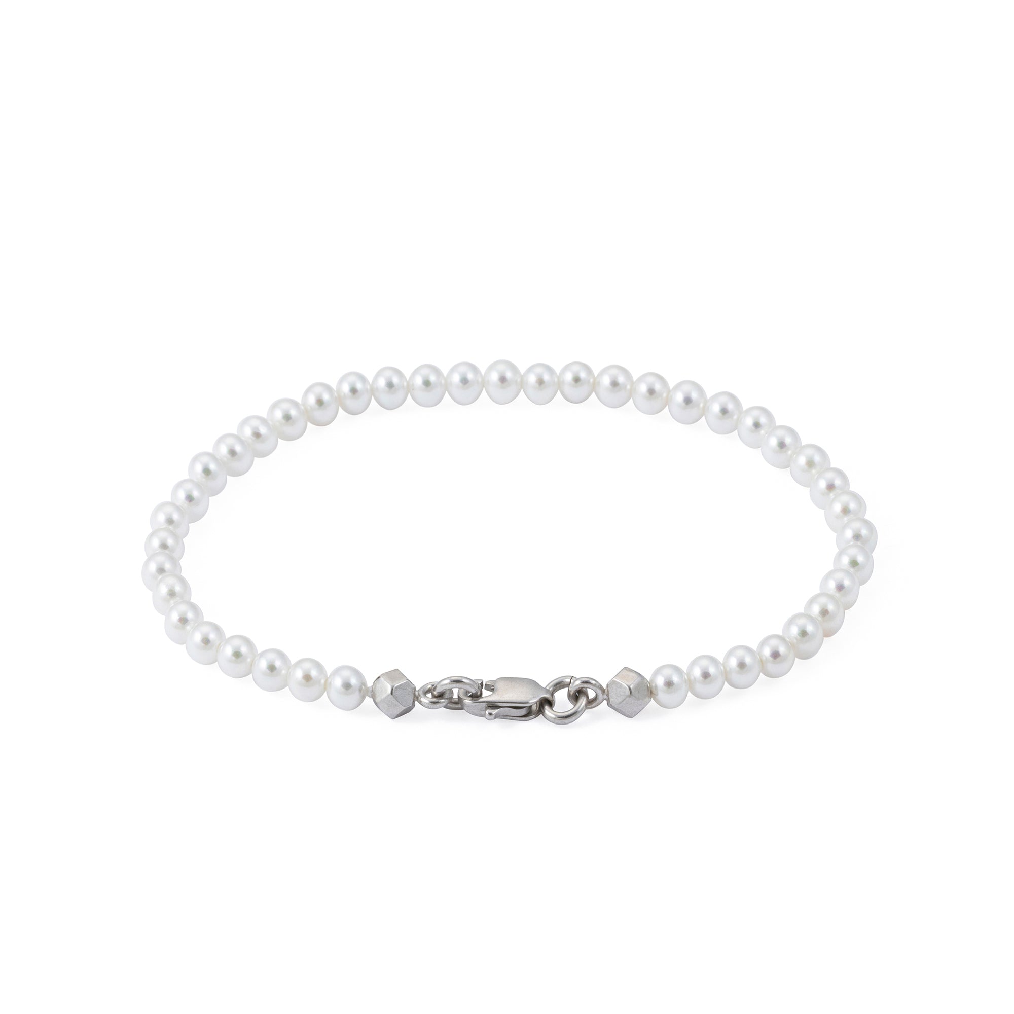 White Pearl Bracelet In Silver