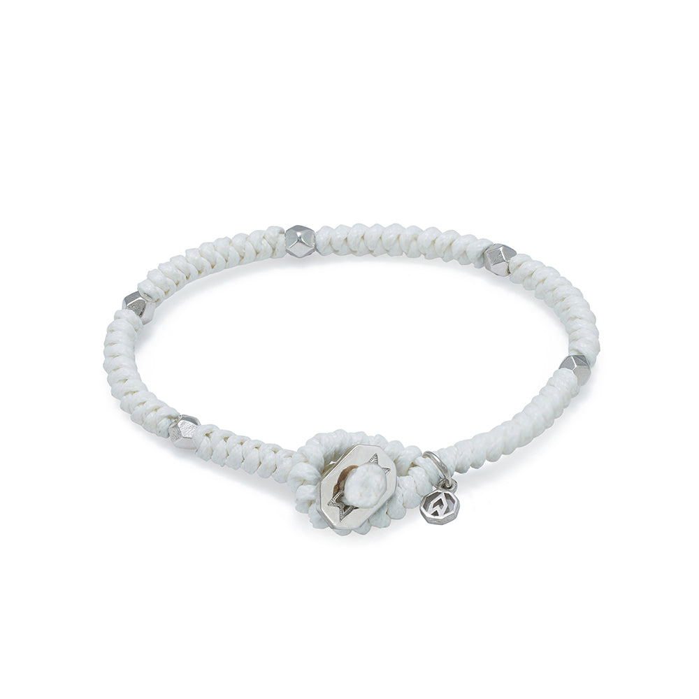 White Snake Knot Bracelet In Silver