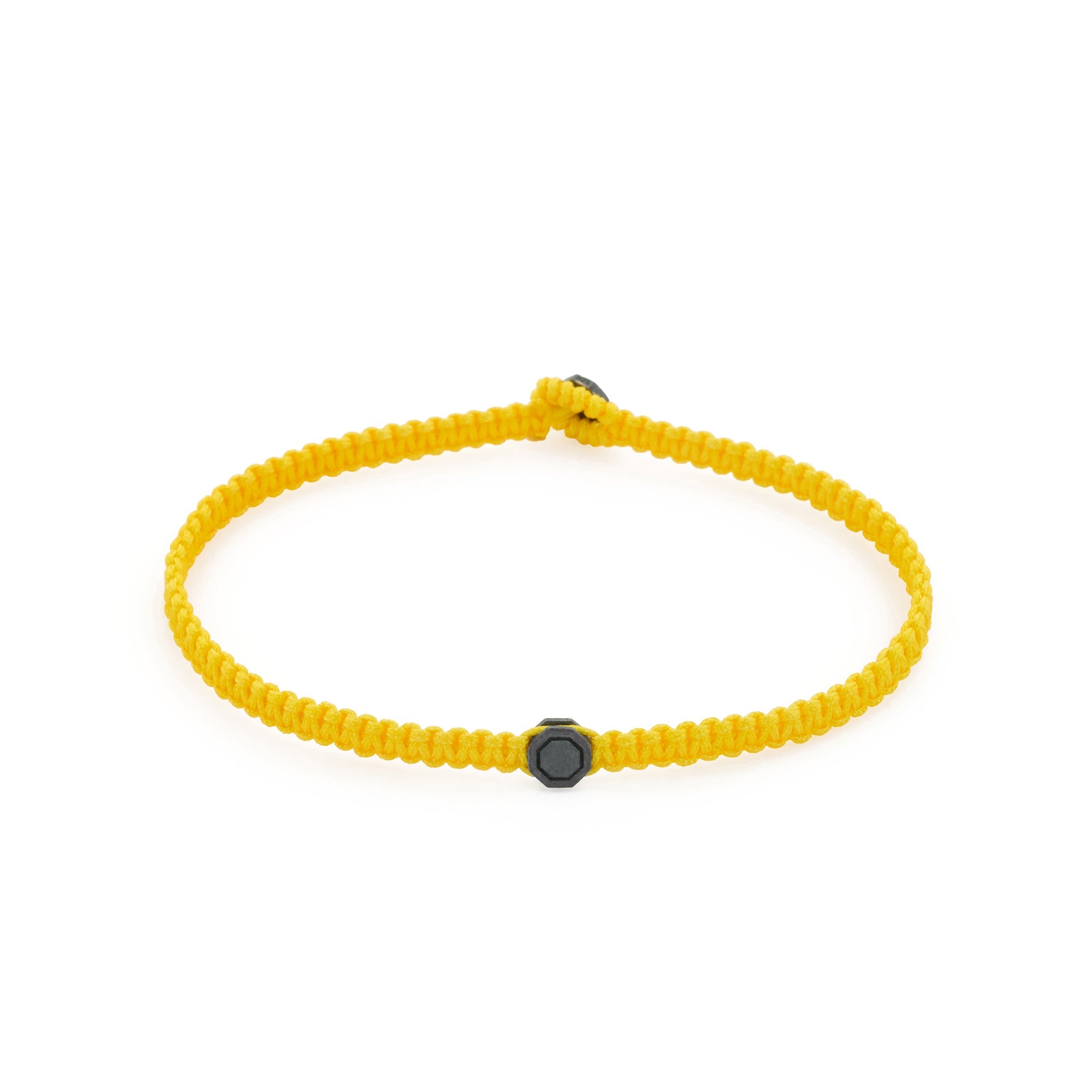 Yellow Octagon Macrame Bracelet In Oxide