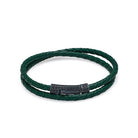 Green Double Leather Bracelet In Oxide