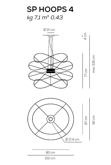 HOOPS 4L SARKIT SİYAH Ø100X77CM 34W LED 3000K