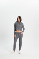 Waffle Kapüşonlu Sweatshirt - Gri