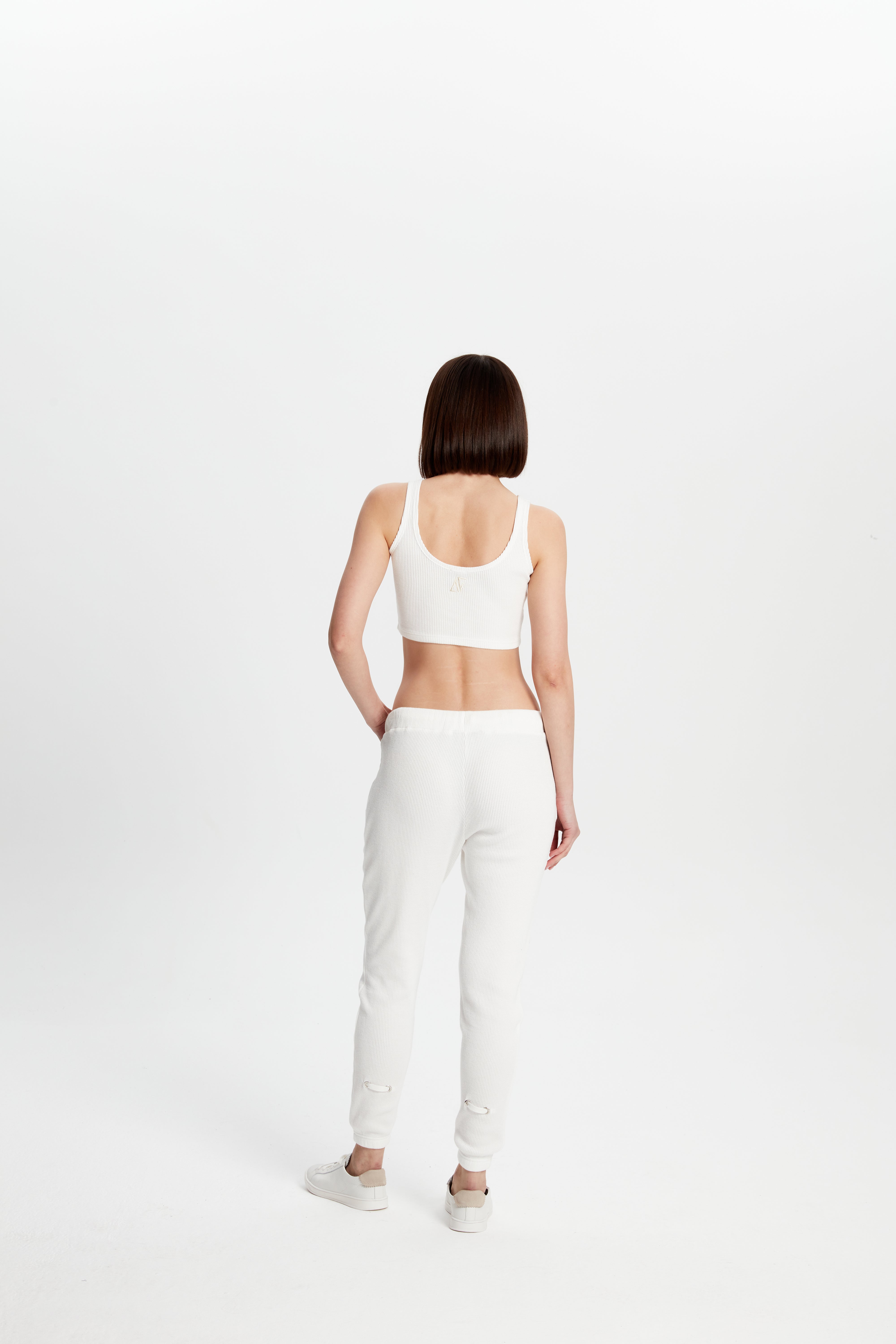Waffle Crop Top - Beyaz