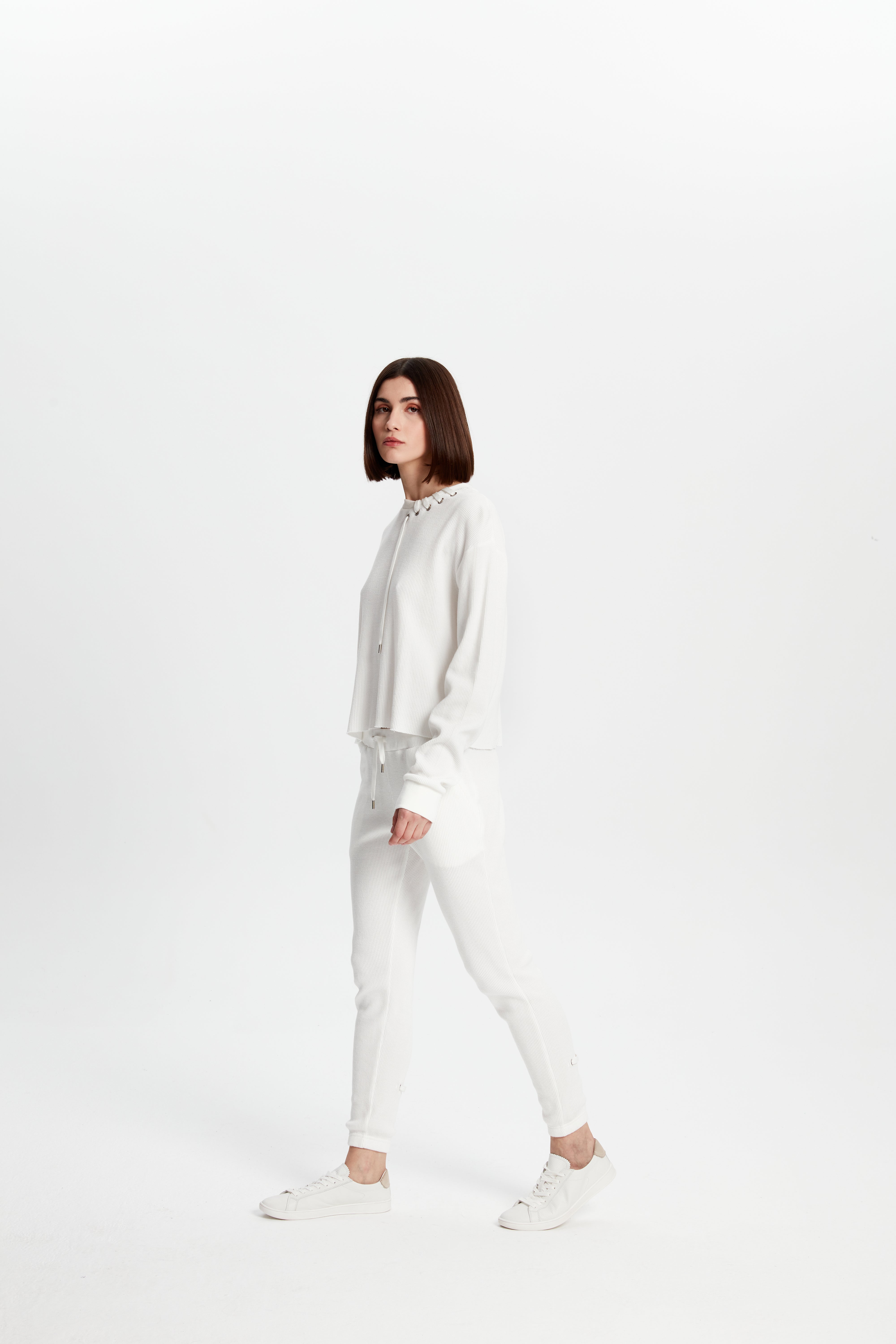 Waffle Sweatshirt - Beyaz