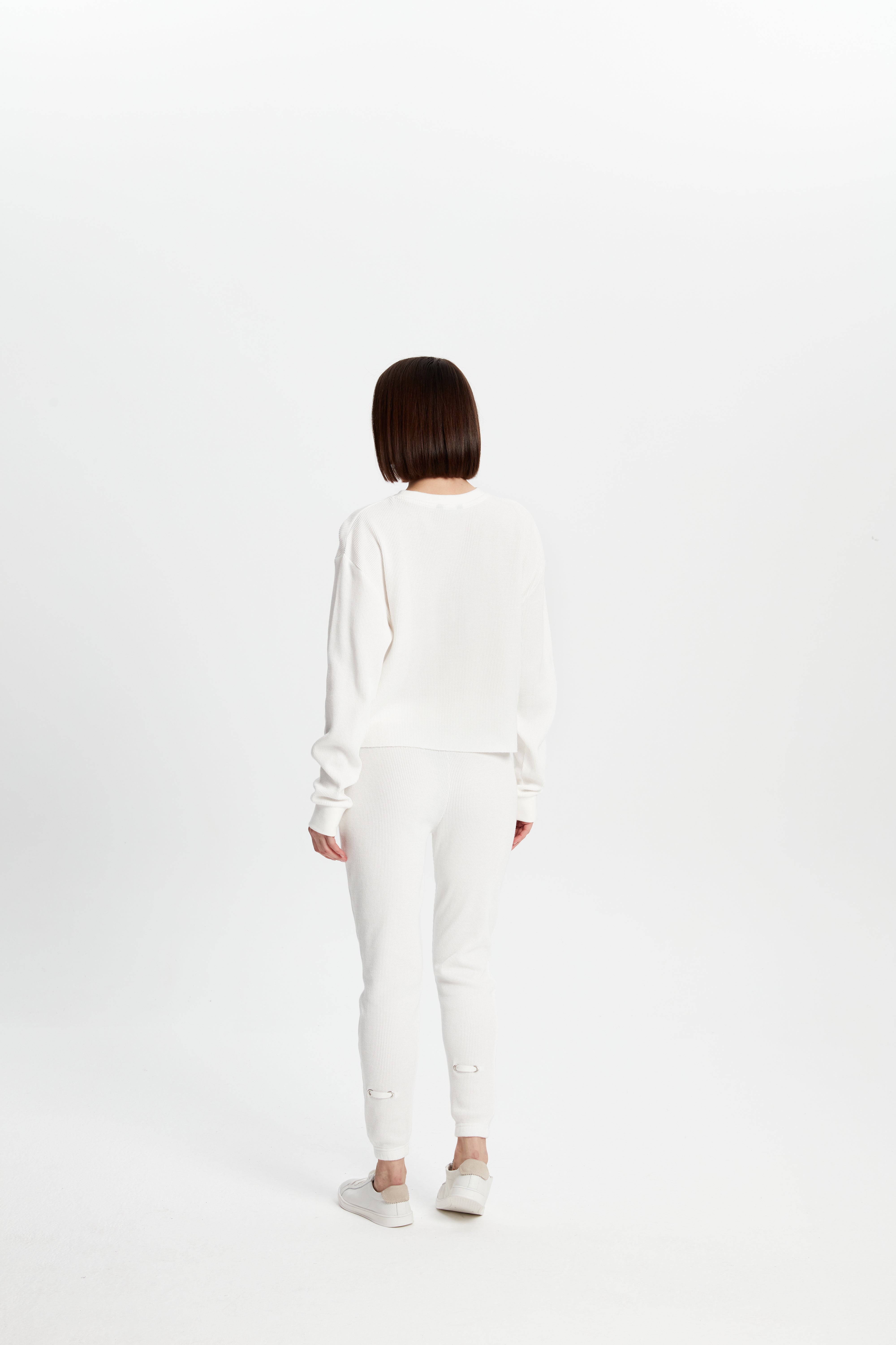 Waffle Sweatshirt - Beyaz