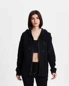Waffle Zipper Sweatshirt - Siyah