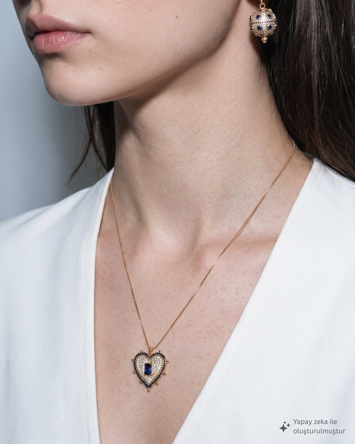 Valentina Blue Gem Heart Necklace