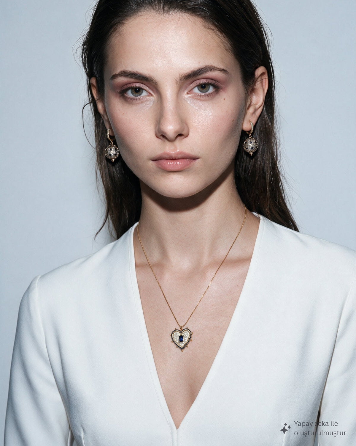 Valentina Blue Gem Heart Necklace