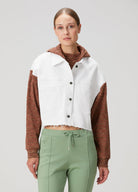 Denim Knit Ceket - Beyaz/Kiremit
