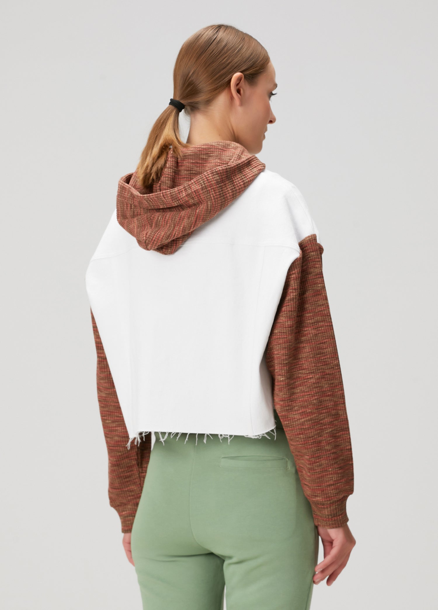 Denim Knit Ceket - Beyaz/Kiremit