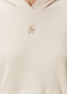 Waffle Oversize Kapüşonlu Sweatshirt - Bej