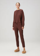 Waffle Bisiklet Yaka Sweatshirt - Kahverengi