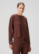 Waffle Bisiklet Yaka Sweatshirt - Kahverengi