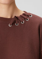 Waffle Bisiklet Yaka Sweatshirt - Kahverengi