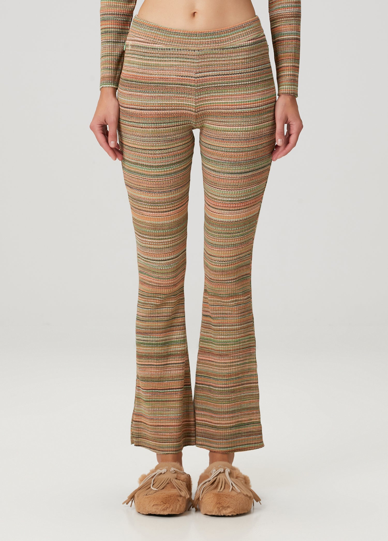 Knit Flare Pantolon - Sarı