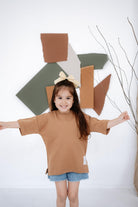 Babybek-Premium Oversize Unisex Çocuk Kahverengi T Shirt-T-Shirts-9-Milagron.com