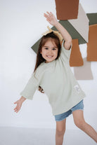 Babybek-Premium Oversize Unisex Çocuk Su Yeşili T Shirt-T-Shirts-4-Milagron.com