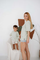 Babybek-Premium Oversize Unisex Çocuk Su Yeşili T Shirt-T-Shirts-6-Milagron.com