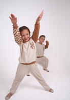 Babybek-Premium Unisex Eşofman Takımı Kahverengi Dama-Alt - Üst Takım-3-Milagron.com