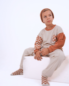 Babybek-Premium Unisex Eşofman Takımı Kiremit Dama-Alt - Üst Takım-4-Milagron.com