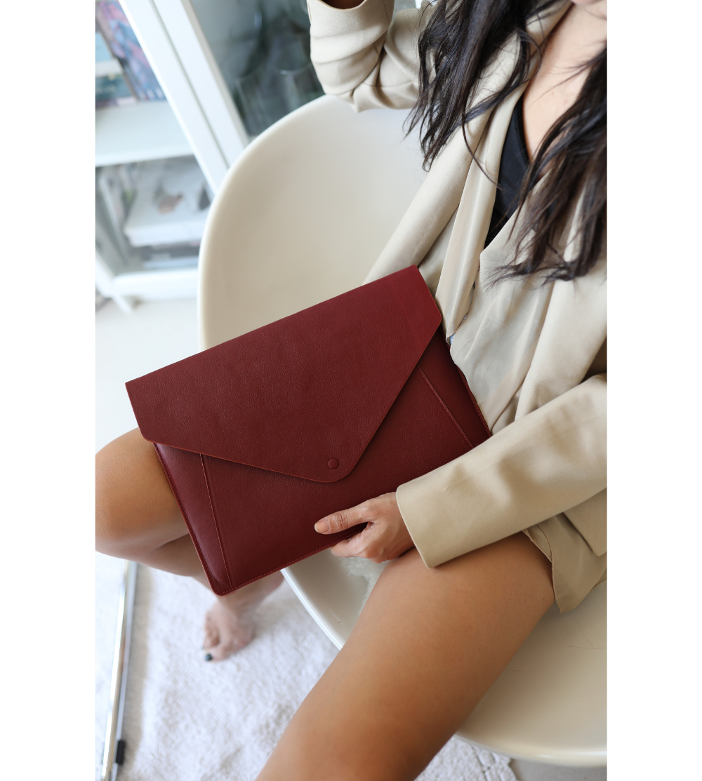 Bagh Collection-Apple Leather Maroon Laptop Sleeve-2-Milagron.com