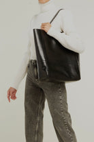 Bagh Collection-Olive Leather Handbag Black-Omuz Çantası-4-Milagron.com