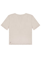 Bej V Yaka Pamuklu Ribana T-Shirt