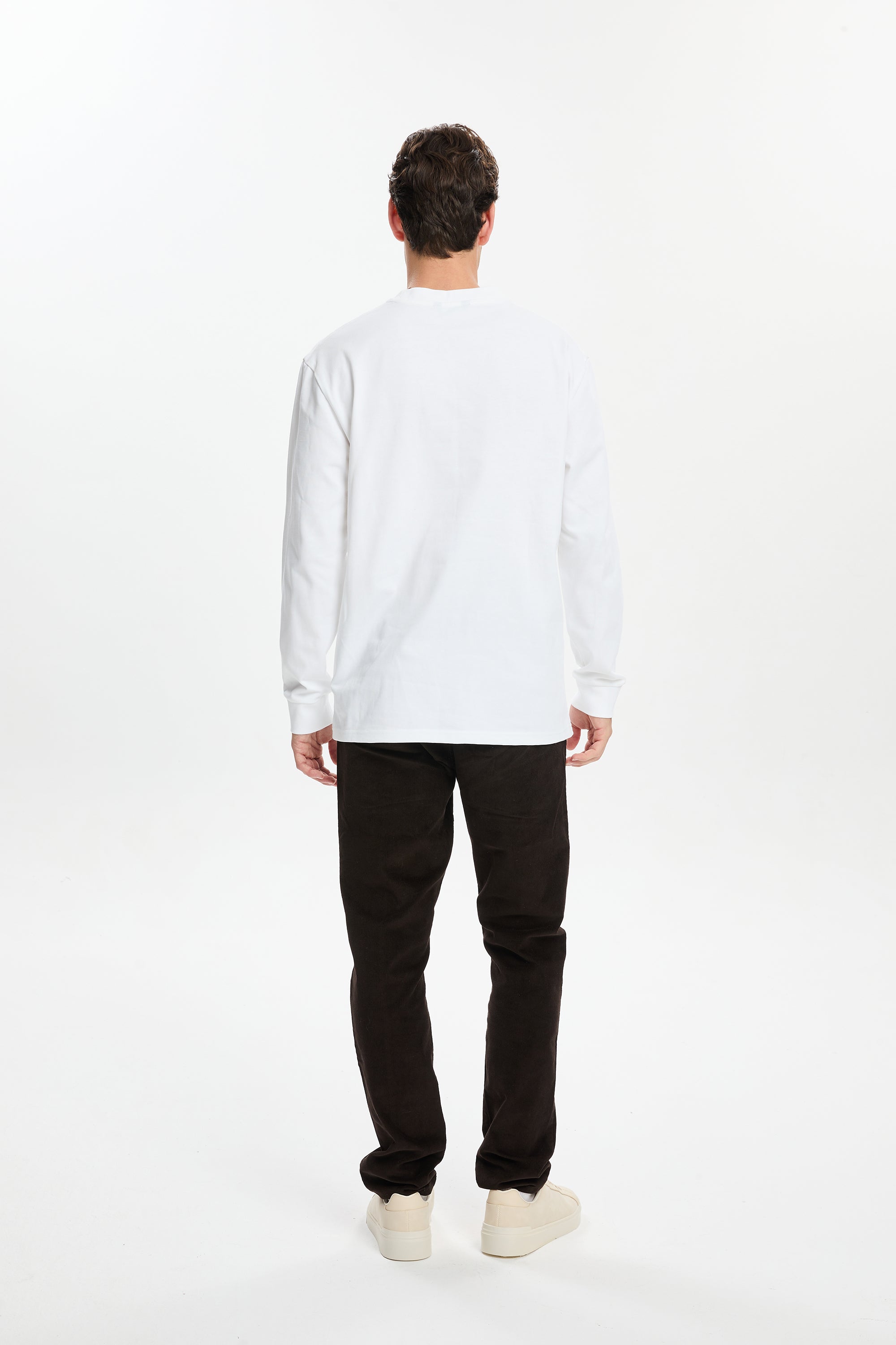 Beyaz Kask Baskılı Uzun Kollu T-Shirt