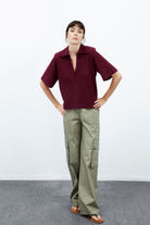 Daisy Vatkalı Polo - Bordo