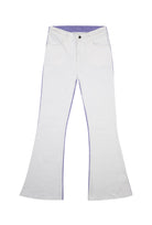 Denim Flare Pantolon - Beyaz/Mor