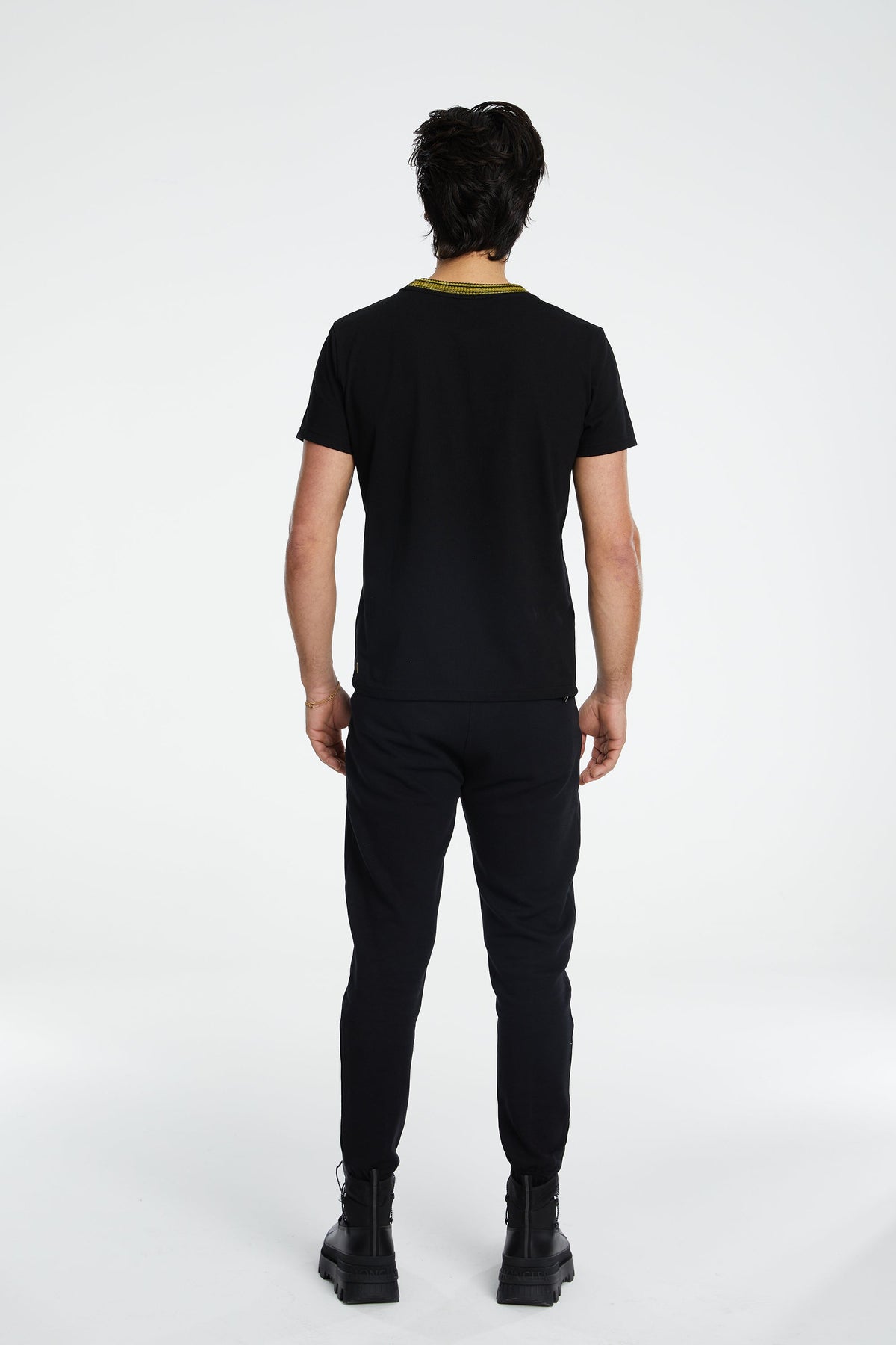 Denim Knit T-Shirt - Siyah/Sarı