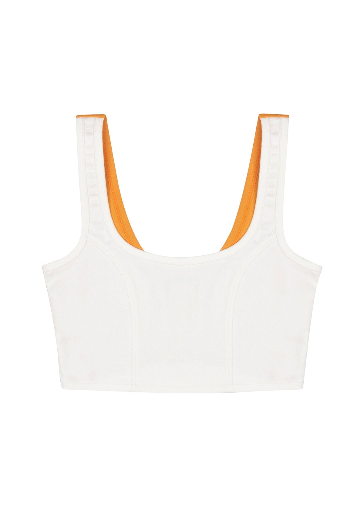 Denim Tank Top - Beyaz/Turuncu