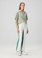 Flare Denim Pantolon - Beyaz/Yeşil