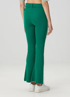 Flare Denim Pantolon - Beyaz/Yeşil