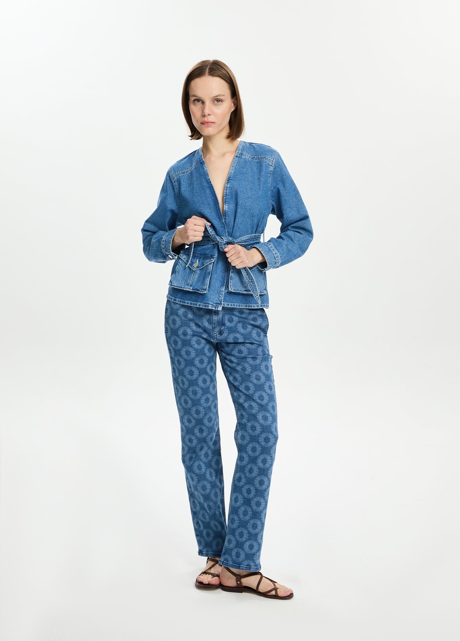 Kemerli Denim Ceket