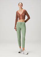 Knit Açık Crop Top - Kiremit