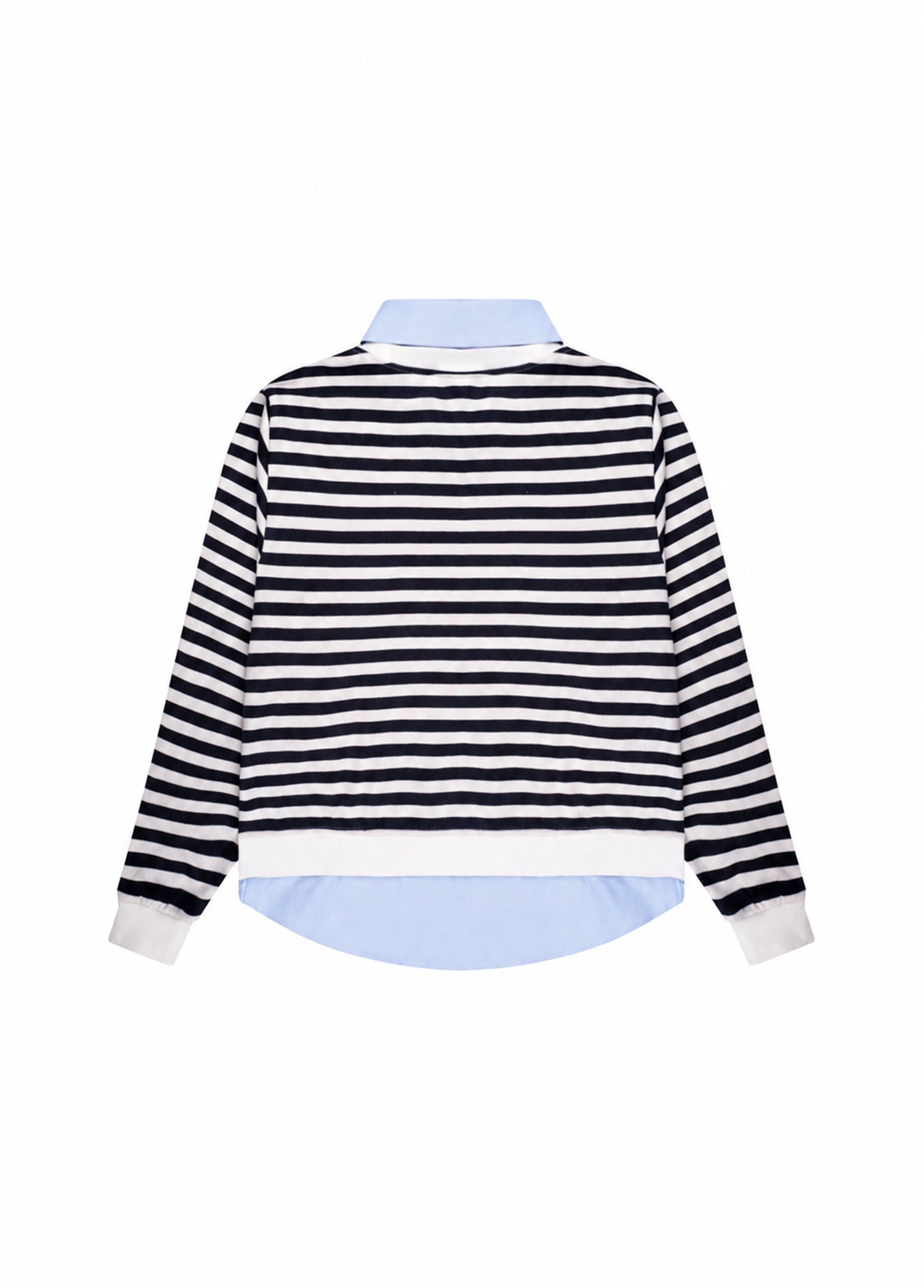 Lacivert Çizgili Gömlek Katmanlı Sweatshirt