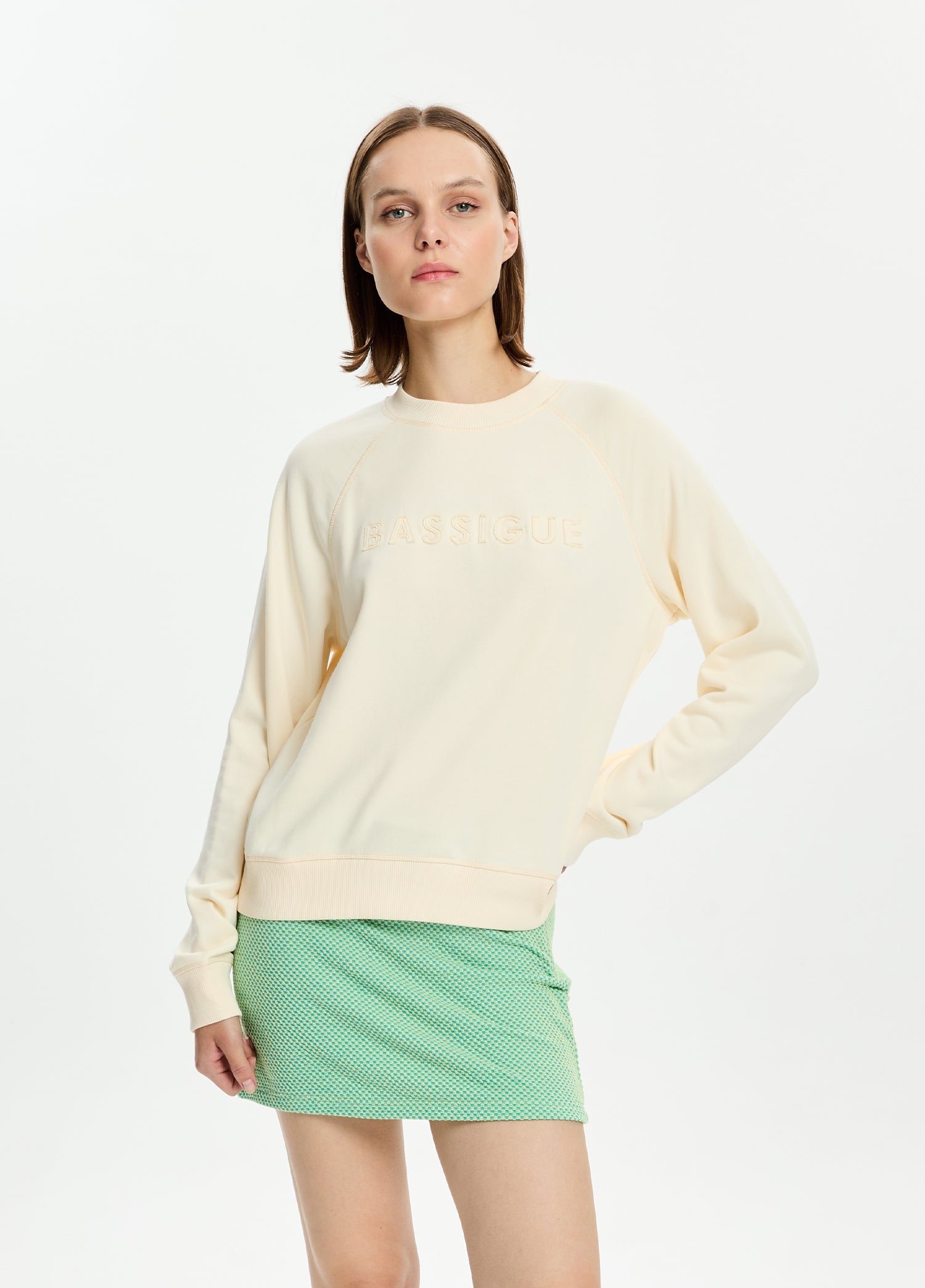 Logo Nakışlı Bisiklet Yaka Sweatshirt