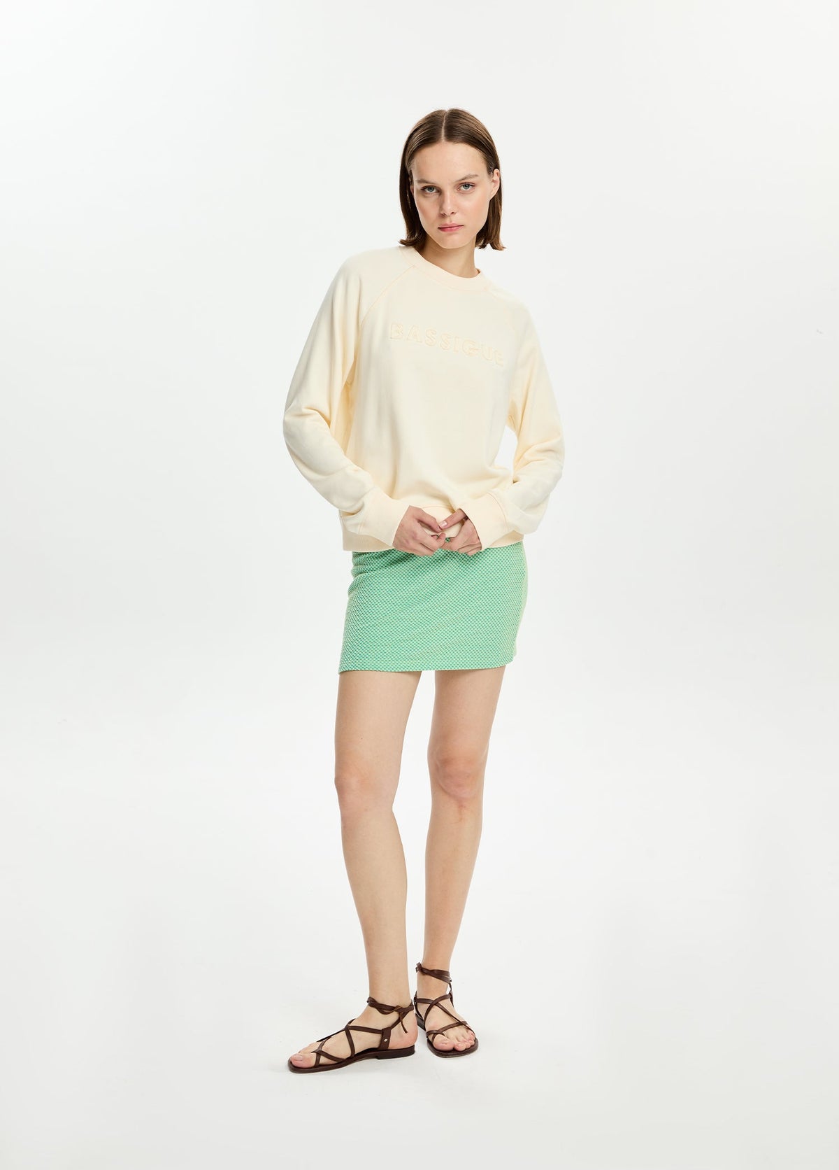 Logo Nakışlı Bisiklet Yaka Sweatshirt
