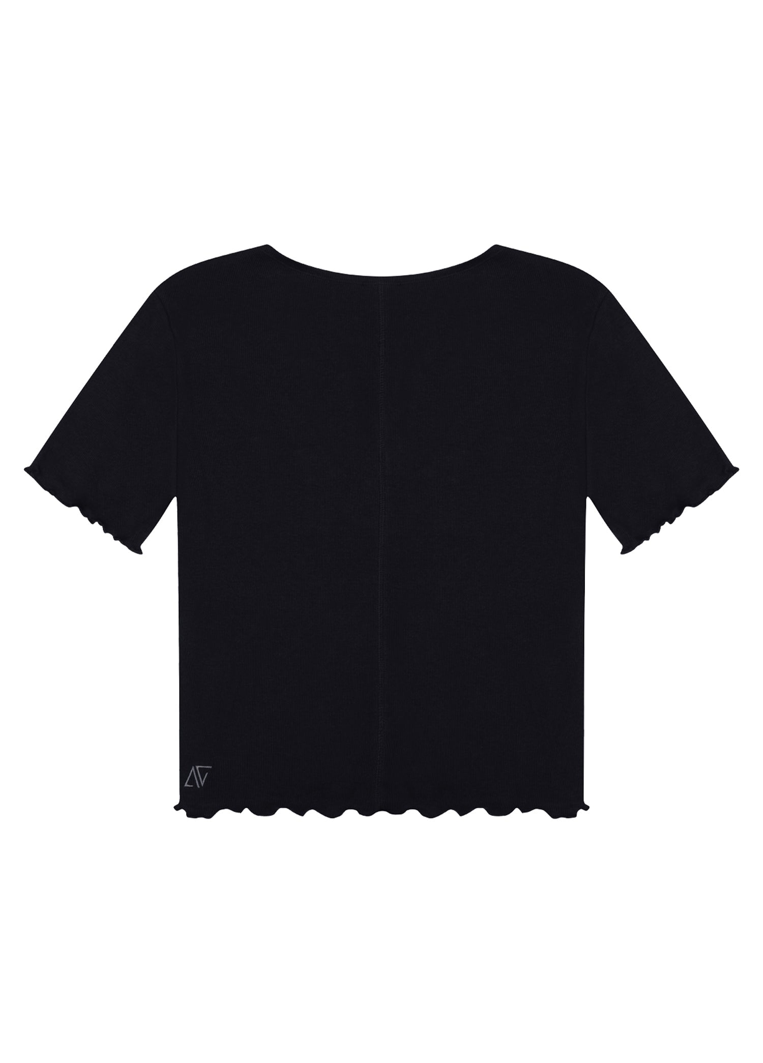 Siyah V Yaka Pamuklu Ribana T-Shirt