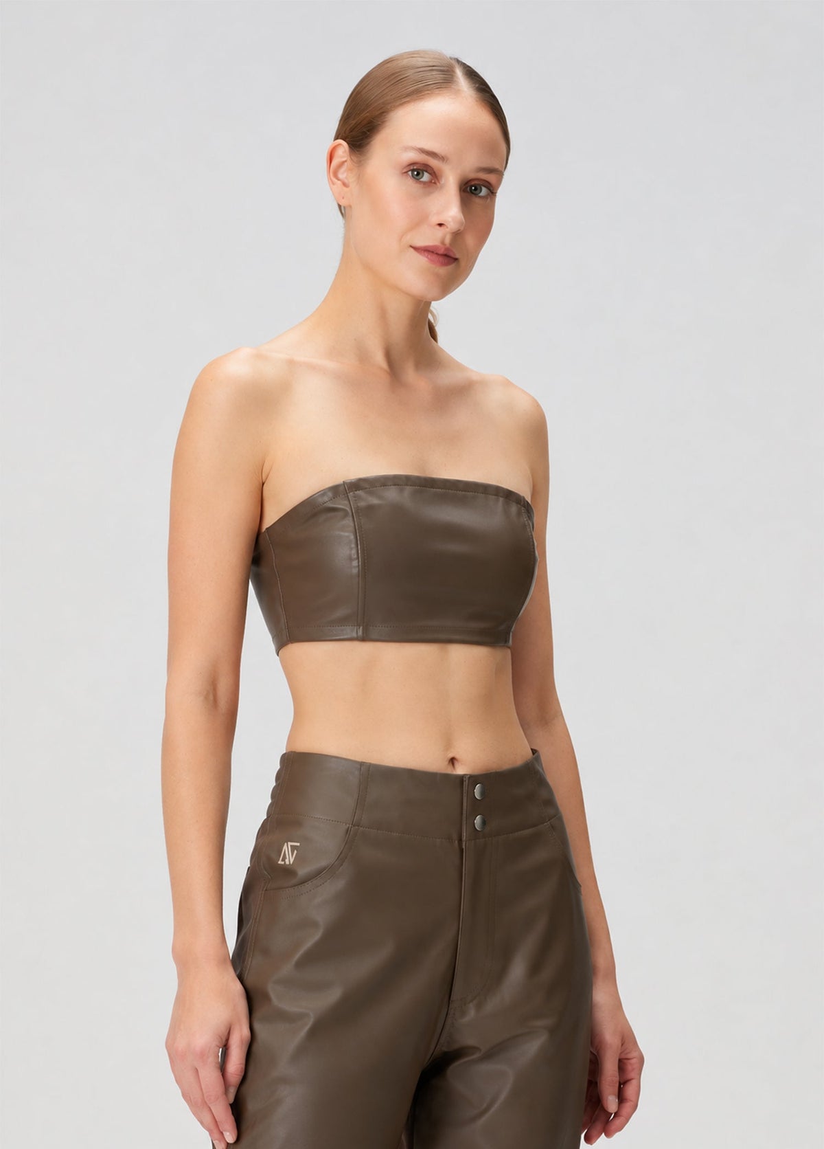 Vegan Deri Bralet - Kahverengi