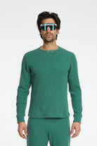 Waffle Bisiklet Yaka Sweatshirt - Yeşil