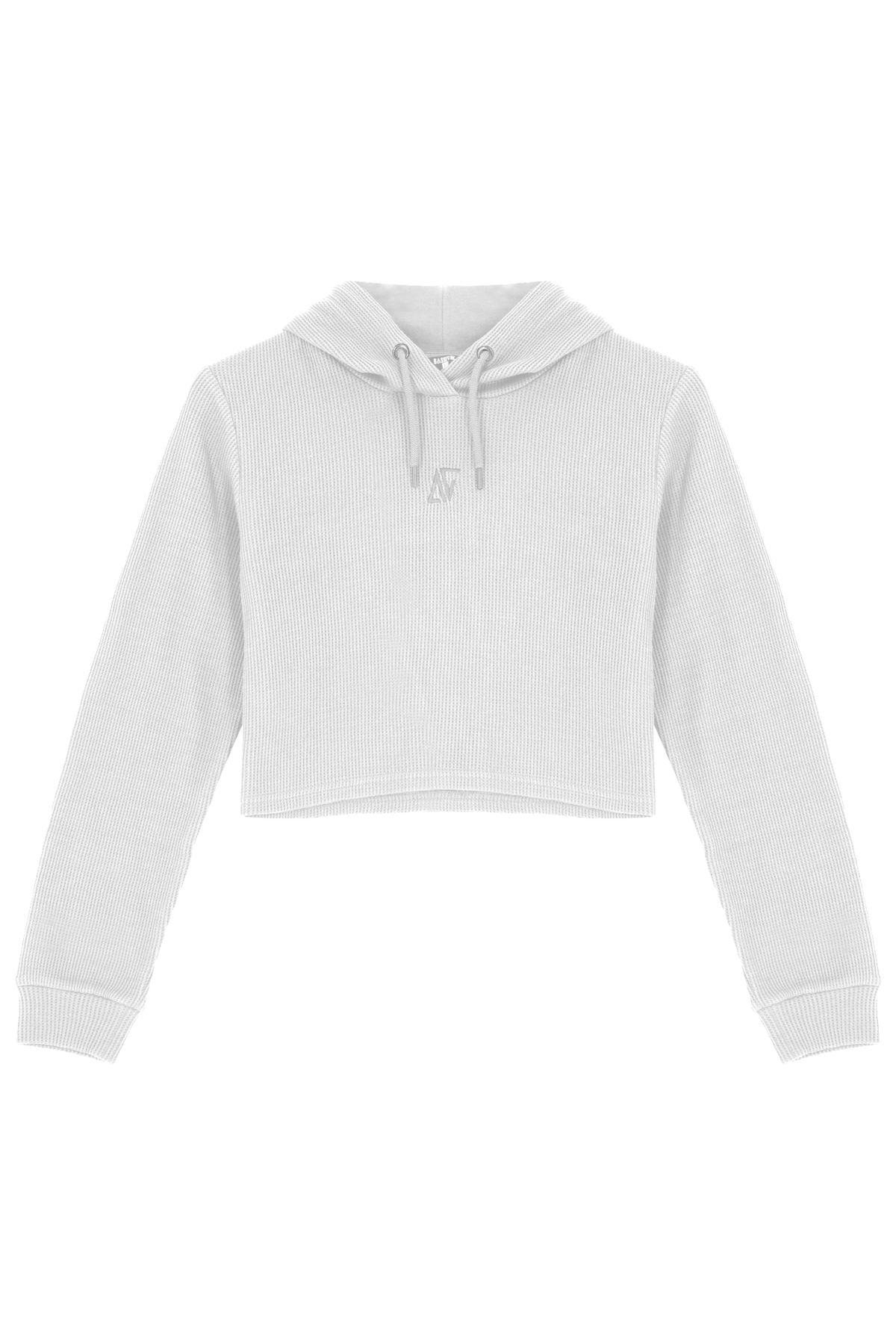 Waffle Kapüşonlu Sweatshirt - Beyaz