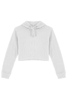 Waffle Kapüşonlu Sweatshirt - Beyaz